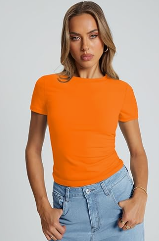 Women's Basic T-Shirts, Summer Blouses 2025, Short Sleeve, Slim Fit, Stylish Sportswear