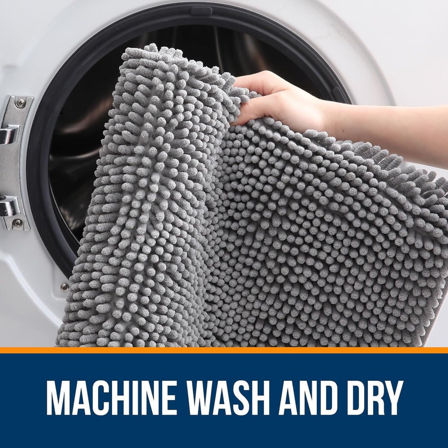 30x20 Bath Rugs, Super Soft and Absorbent Bath Mats, Quick Drying Rubber Backing, Machine Washable for Bathroom Floor, Tub and Shower, Home Decor Accessories, Grey